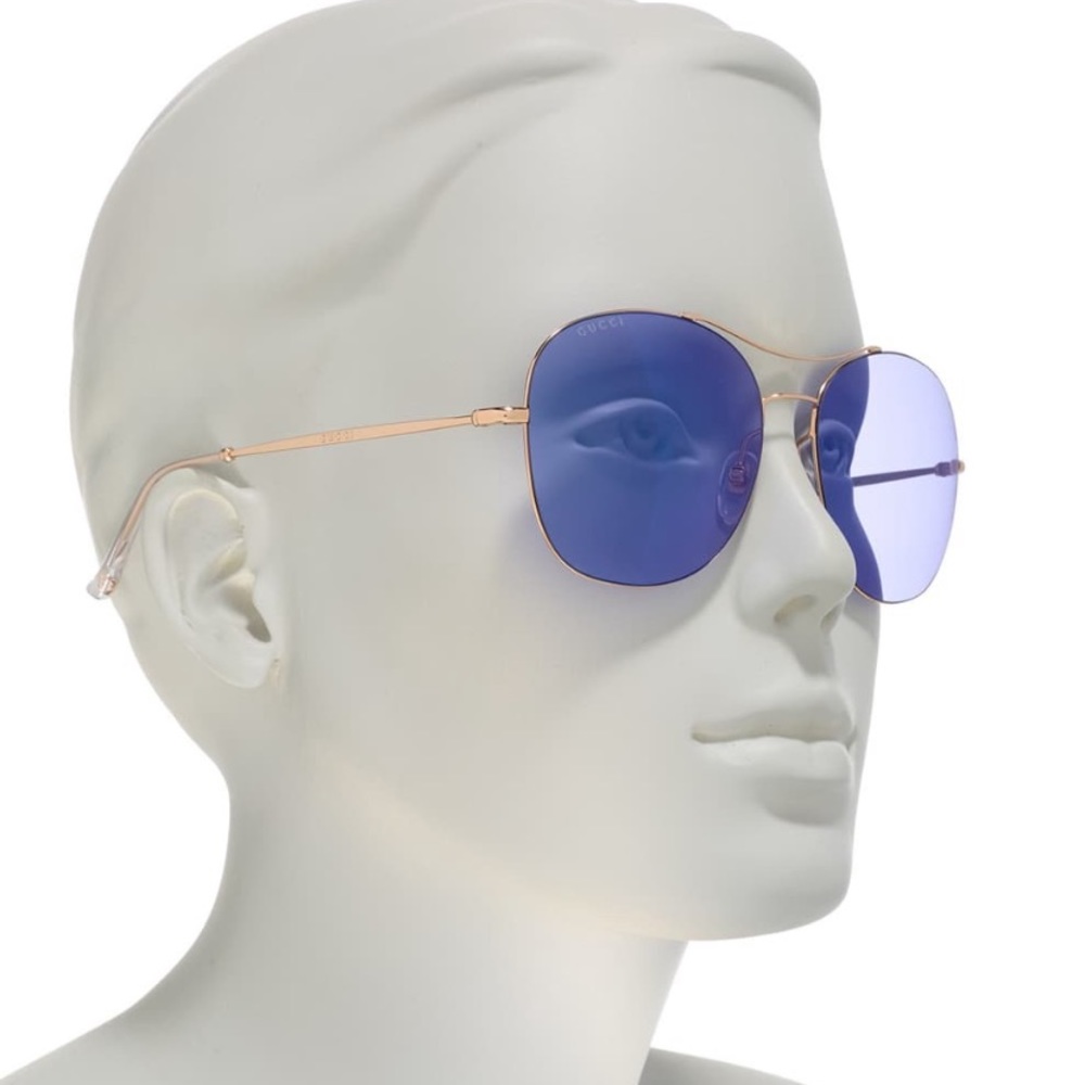 Gucci 58mm Aviator Gold, Copper, Lilac Sunglasses